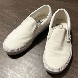 Vans Classic White Canvas Slip-Ons